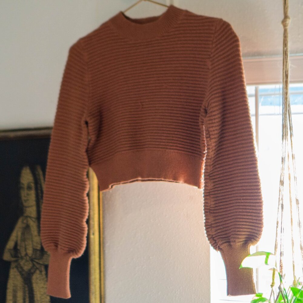 Brown Cropped Pullover Sweater